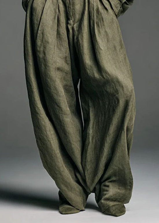 Fashion Army Green Shirt And Pants Two-Piece Set Spring