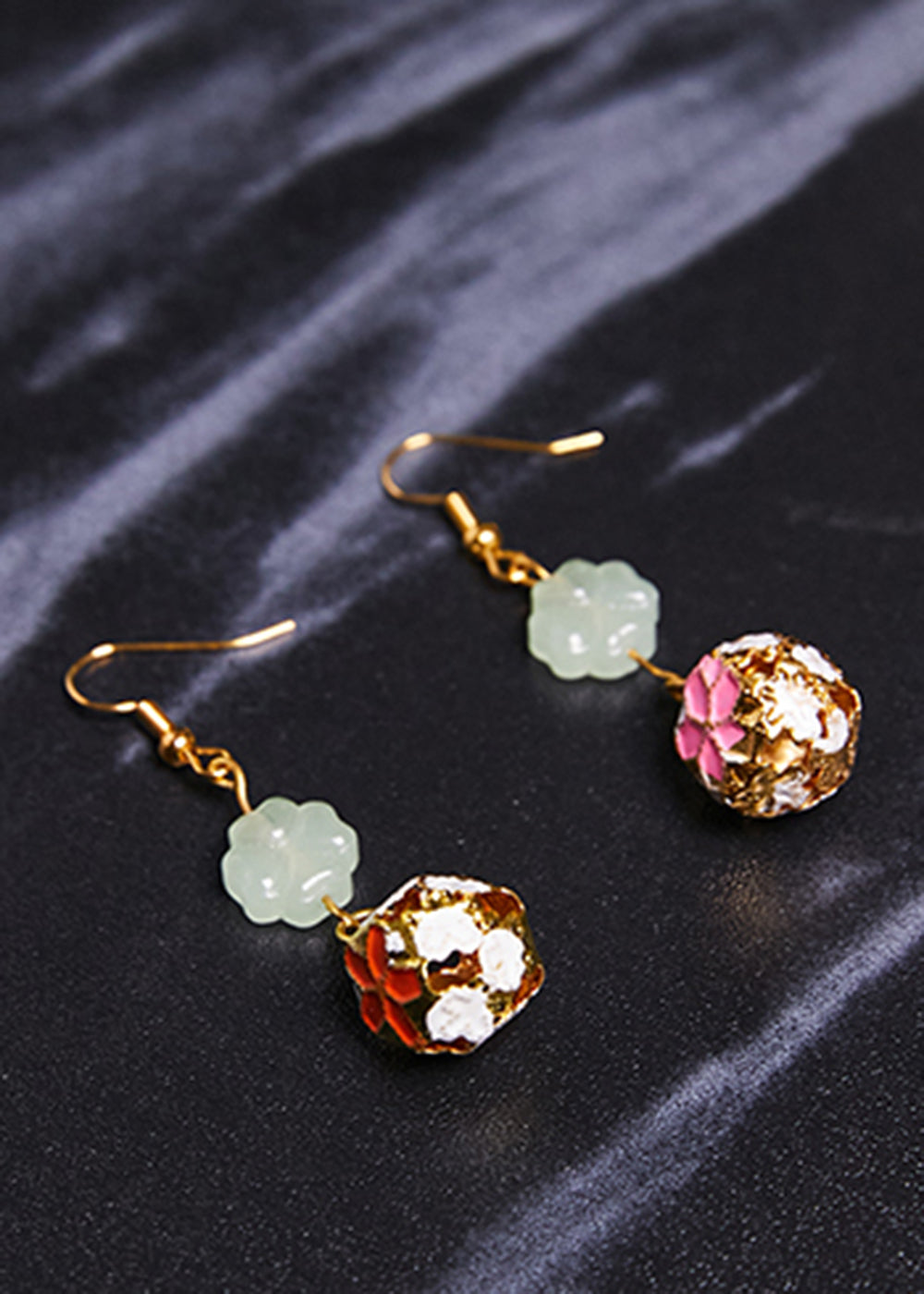Fashion Asymmetric Design Circular 14K Gold Drop Earrings - Omychic