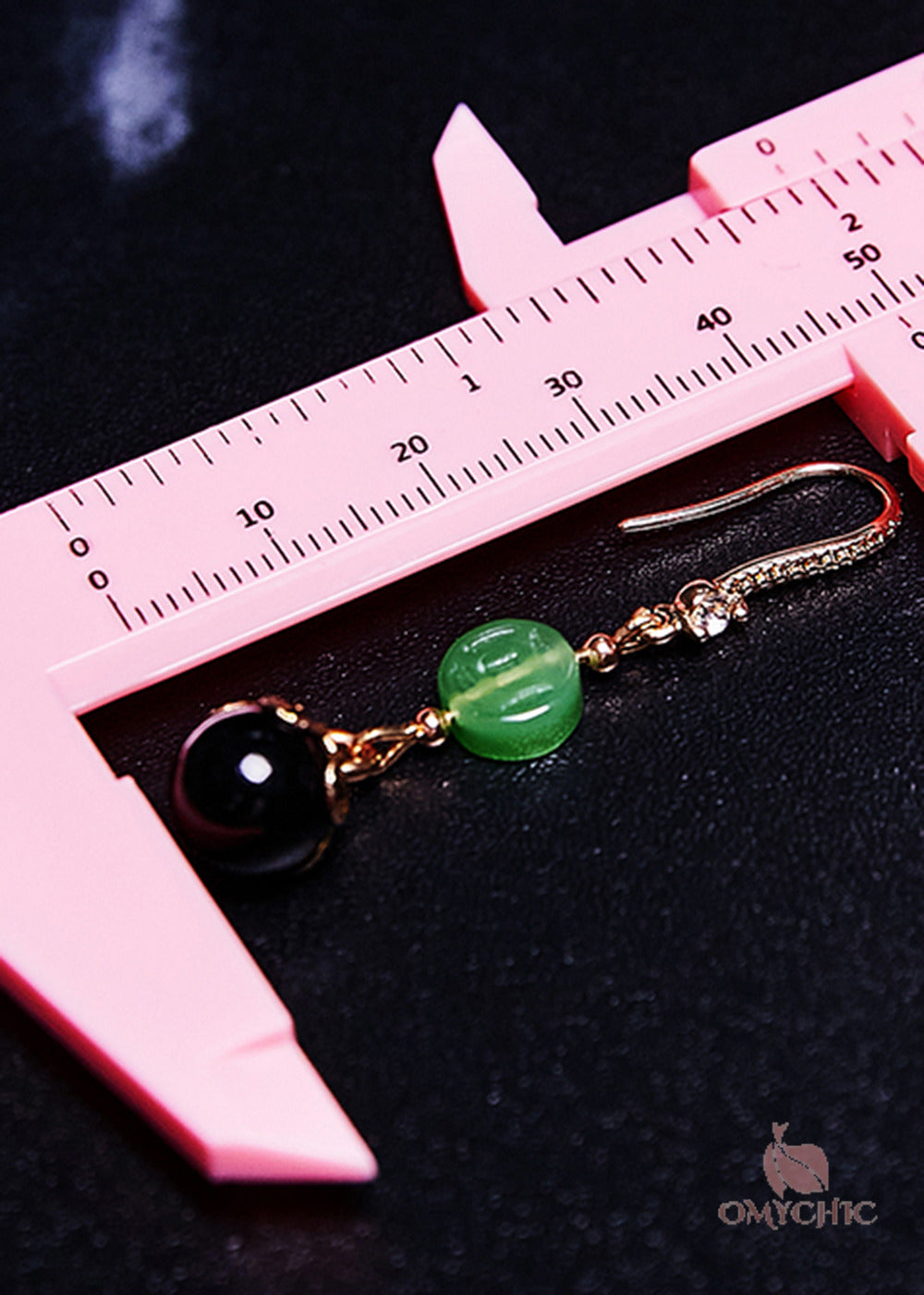 Fashion Black Agate Tassels Jade Drop Earrings