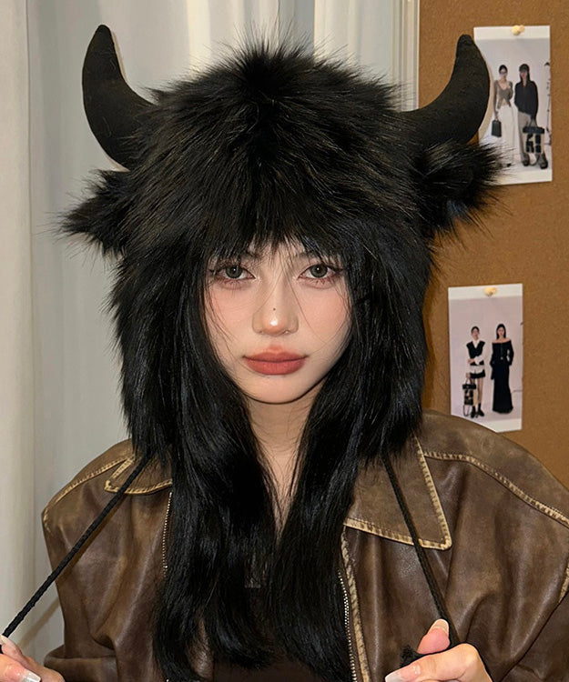 Fashion Black Faux Fur Warm Fleece Hat