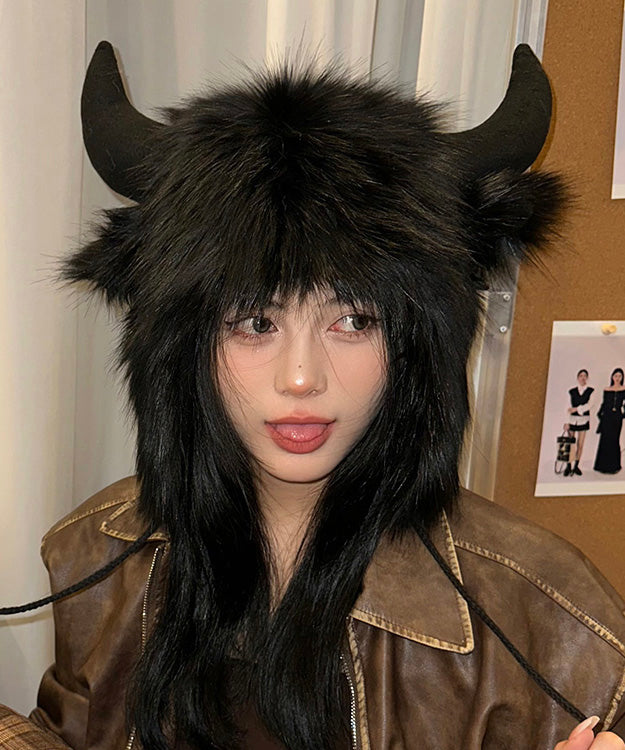 Fashion Black Faux Fur Warm Fleece Hat