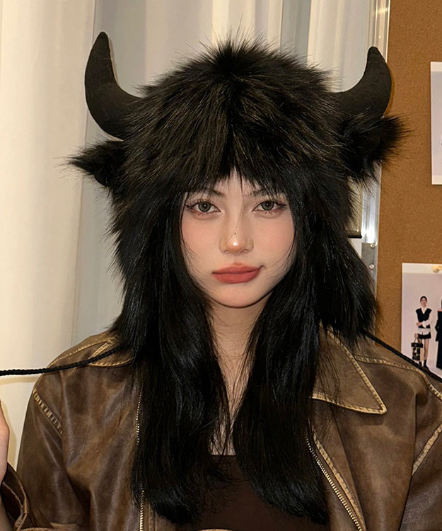 Fashion Black Faux Fur Warm Fleece Hat