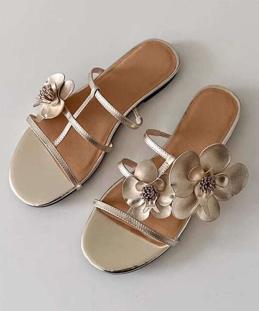 Fashion Black Floral Splicing Slide Sandals Peep Toe