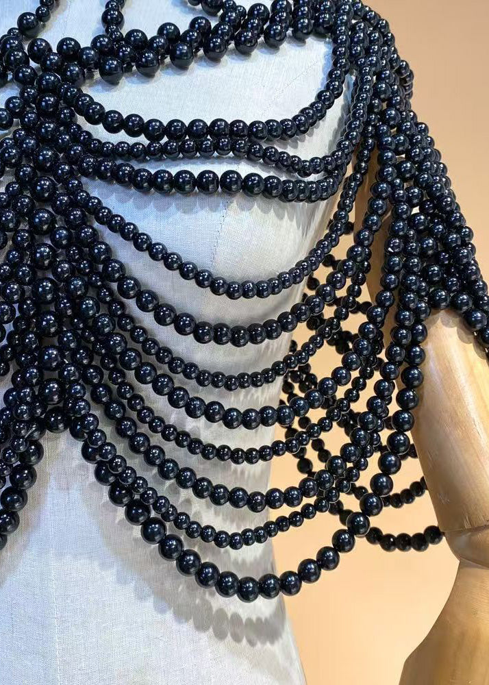 Fashion Black Imitation Pearl Banquet Dress Accessories - Omychic