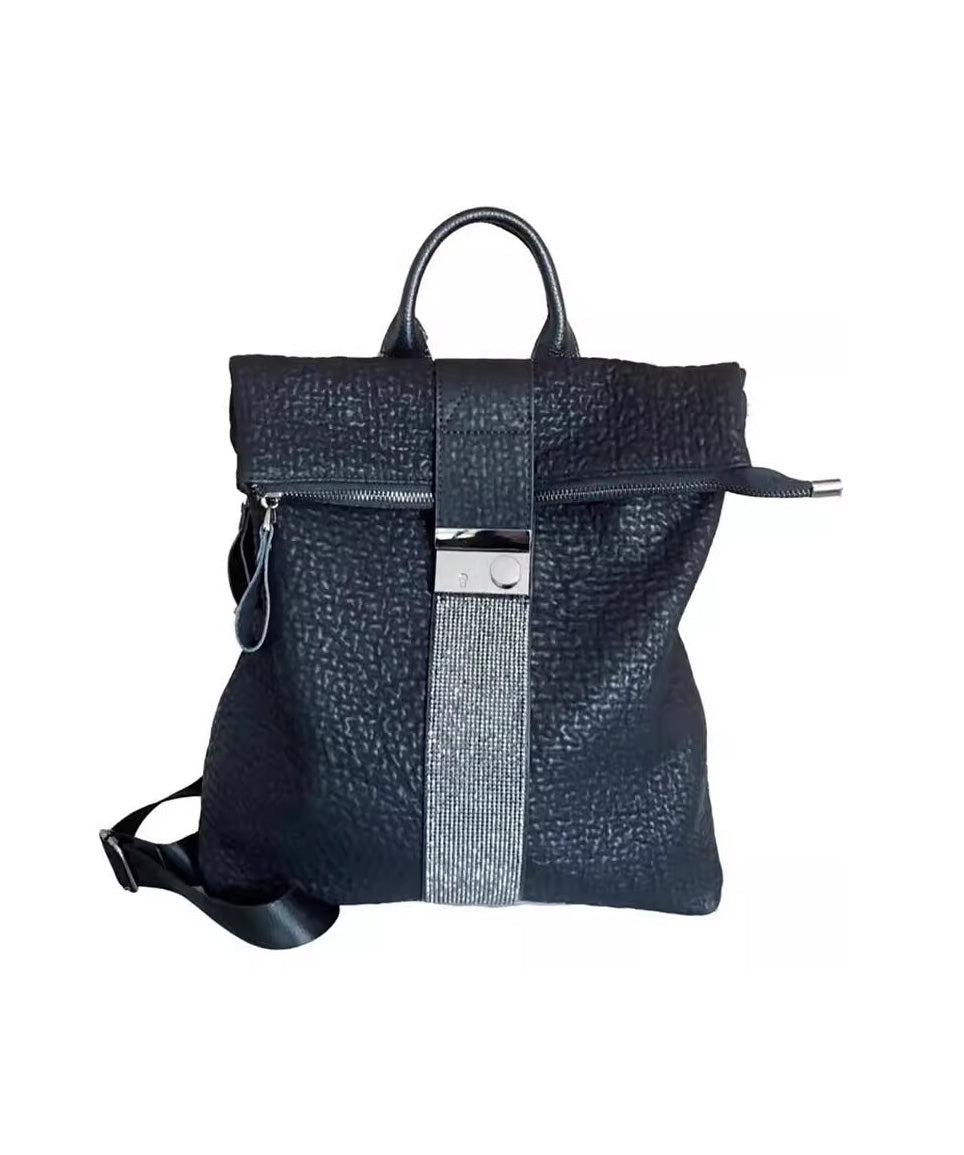 Fashion Black Large Capacity Faux Leather Backpack Bag