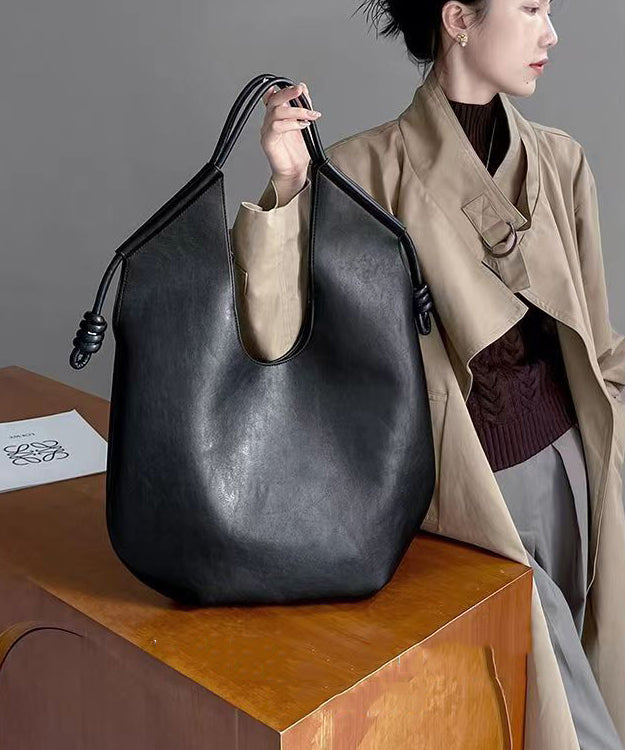 Fashion Black Large Capacity Faux Leather Satchel Handbag