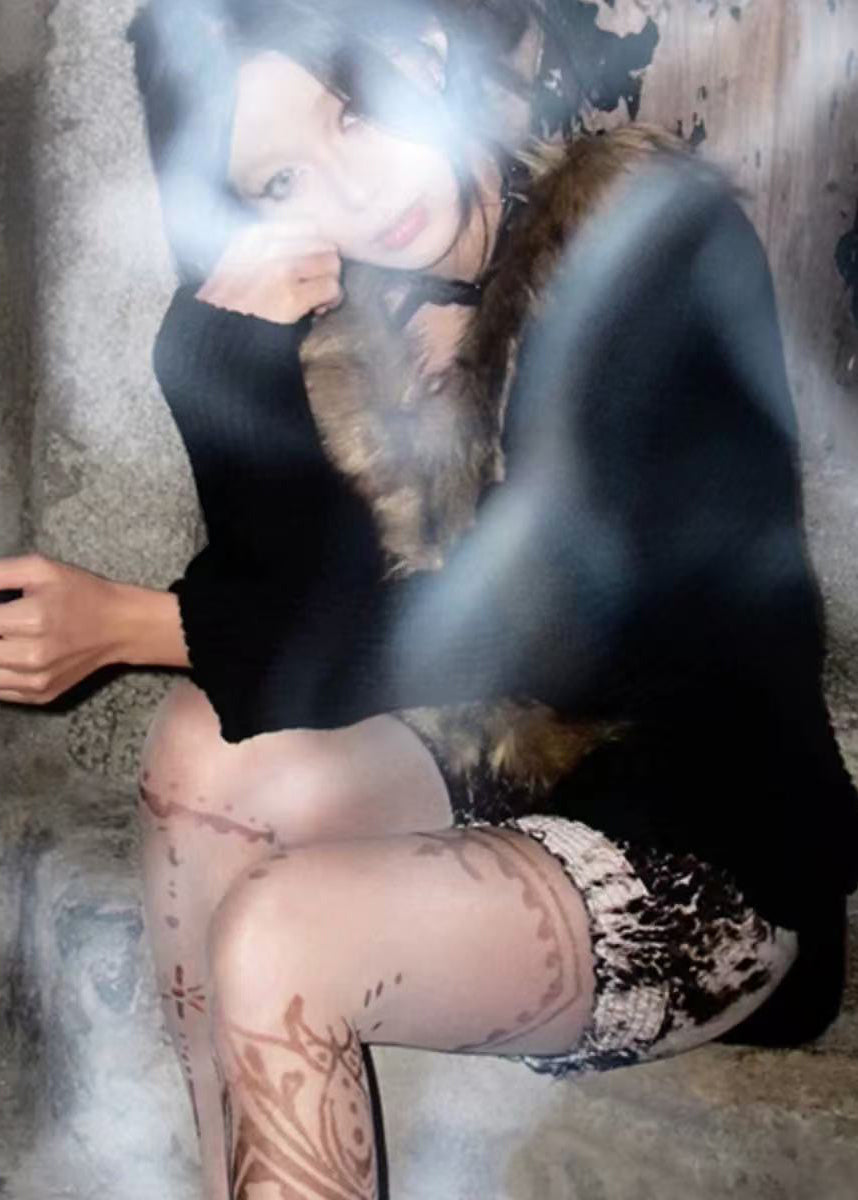 Fashion Black Oversized Patchwork Faux Fur Loose Jacket Winter