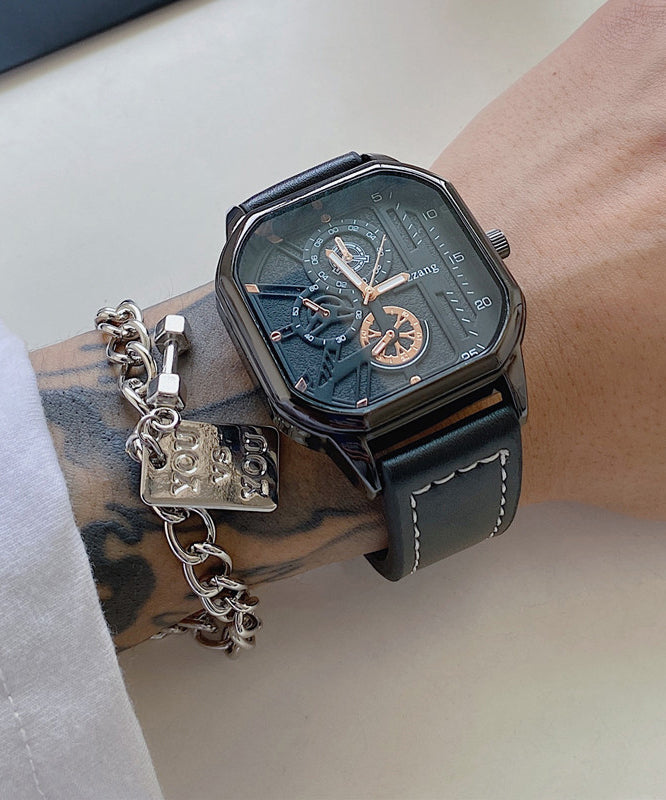 Fashion Black PU Alloy Quartz Movement Watch