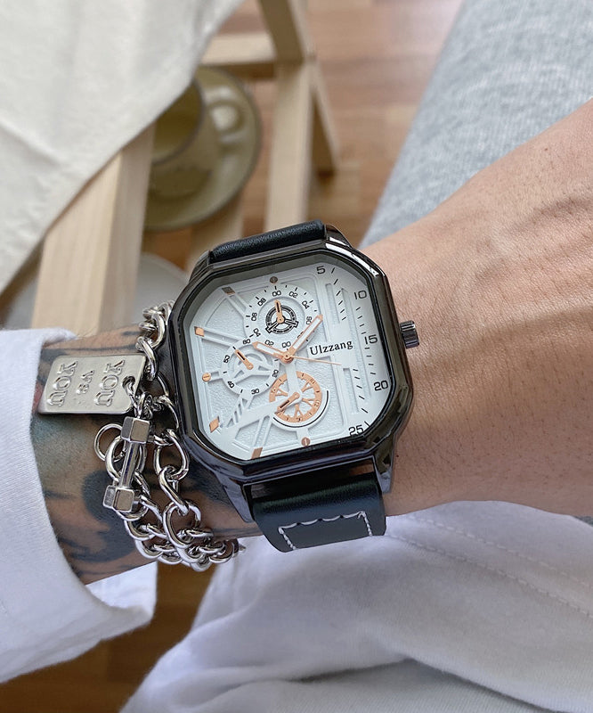 Fashion Black PU Alloy Quartz Movement Watch