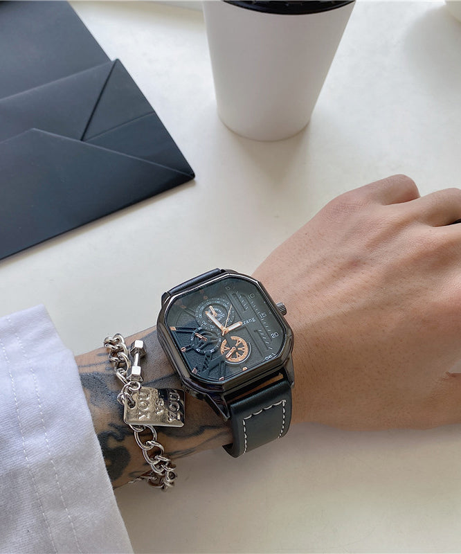 Fashion Black PU Alloy Quartz Movement Watch