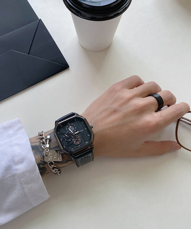 Fashion Black PU Alloy Quartz Movement Watch