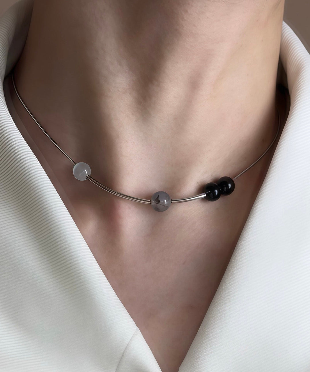 Fashion Blackish Crystal High Quality Tungsten Steel Necklace
