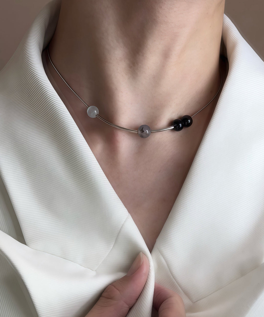 Fashion Blackish Crystal High Quality Tungsten Steel Necklace