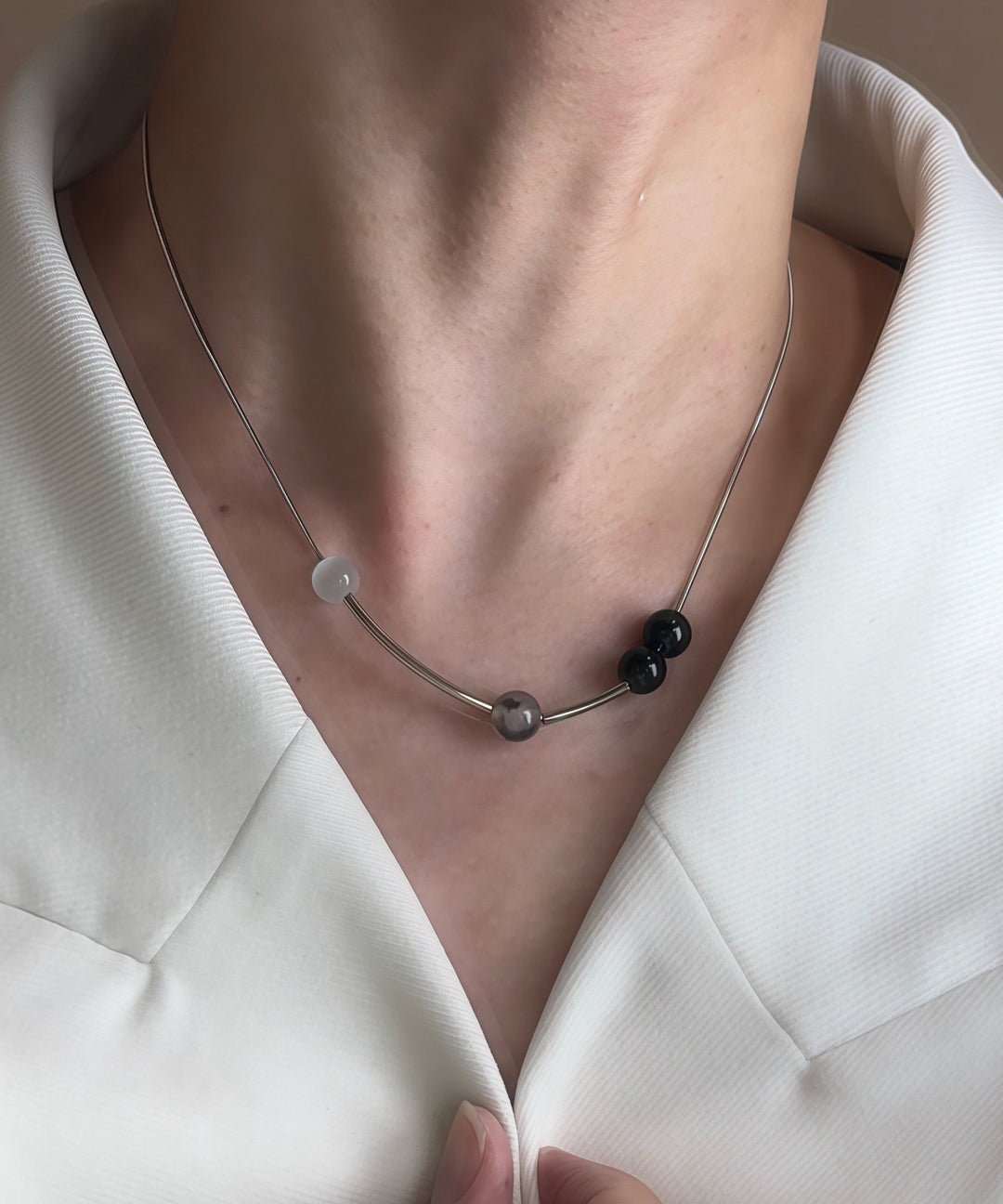 Fashion Blackish Crystal High Quality Tungsten Steel Necklace