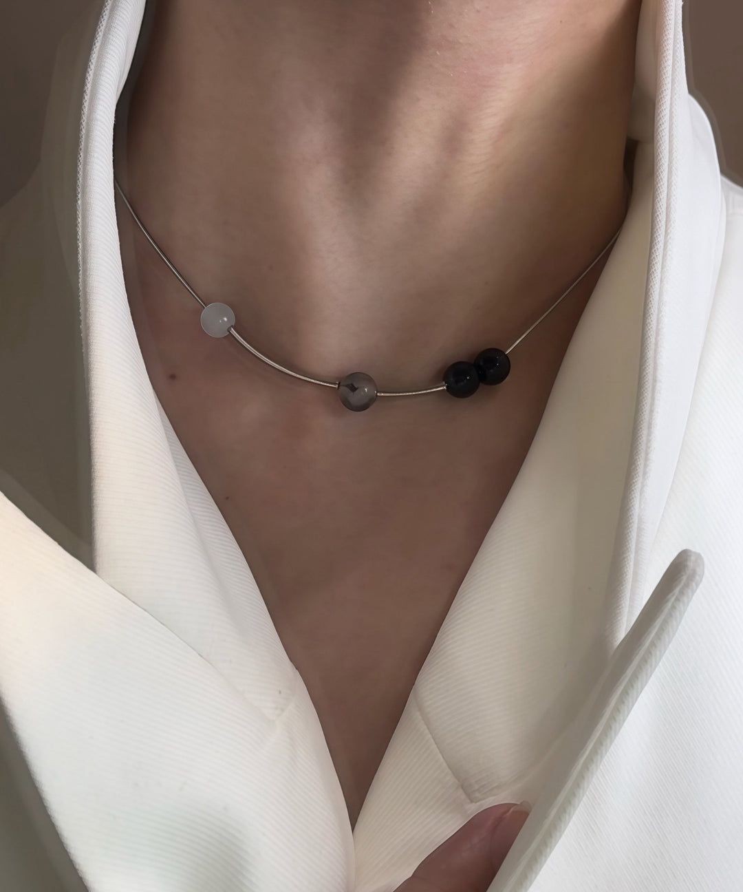 Fashion Blackish Crystal High Quality Tungsten Steel Necklace