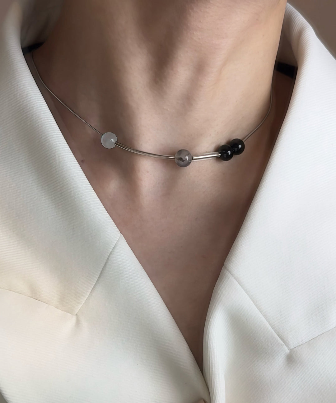 Fashion Blackish Crystal High Quality Tungsten Steel Necklace