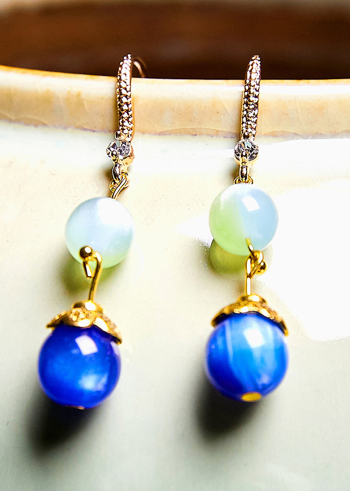 Fashion Blue Opal Zircon Drop Earrings - Omychic