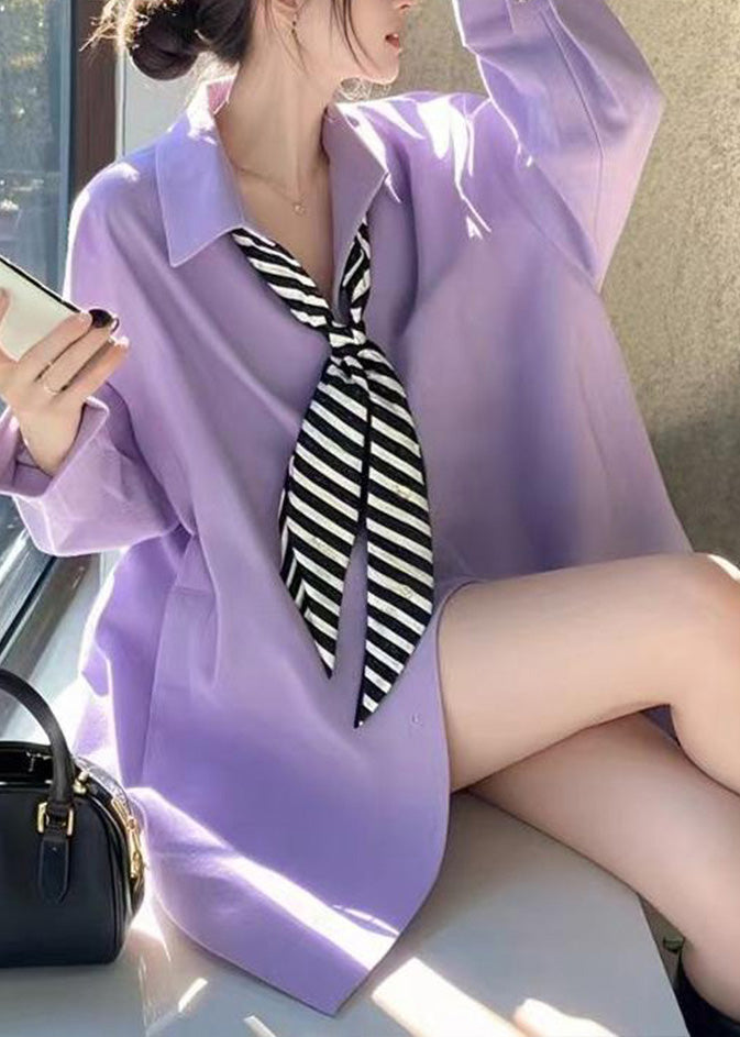 Fashion Blue Peter Pan Collar Solid Shirt Spring