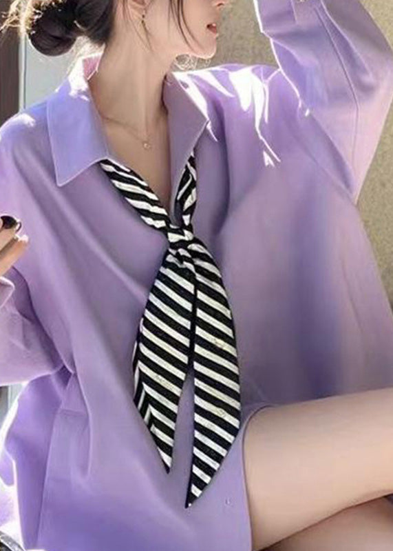 Fashion Blue Peter Pan Collar Solid Shirt Spring