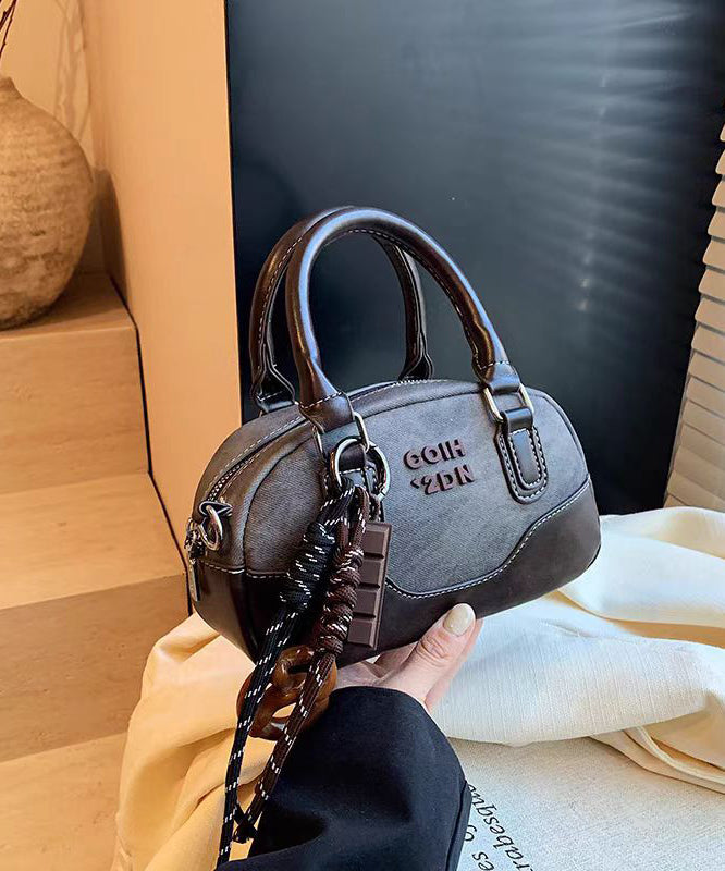 Fashion Brown Faux Leather Patchwork Tote Handbag