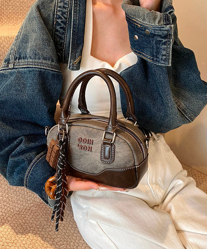 Fashion Brown Faux Leather Patchwork Tote Handbag