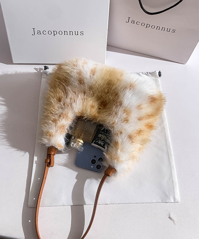 Fashion Brown Fuzzy Fur Fluffy Versatile Satchel Handbag