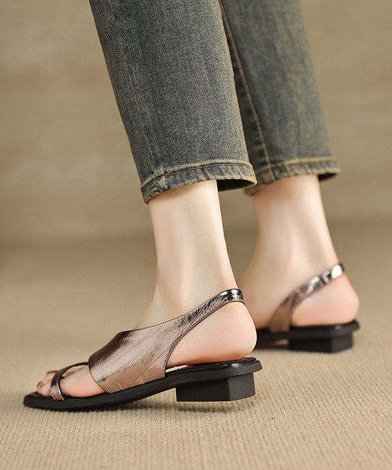 Fashion Brown Sheepskin Sandals Peep Toe Sandals
