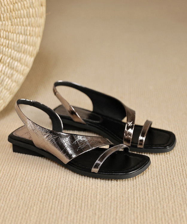 Fashion Brown Sheepskin Sandals Peep Toe Sandals