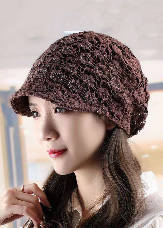 Fashion Chocolate Hollow Out Knit Bonnie Hat