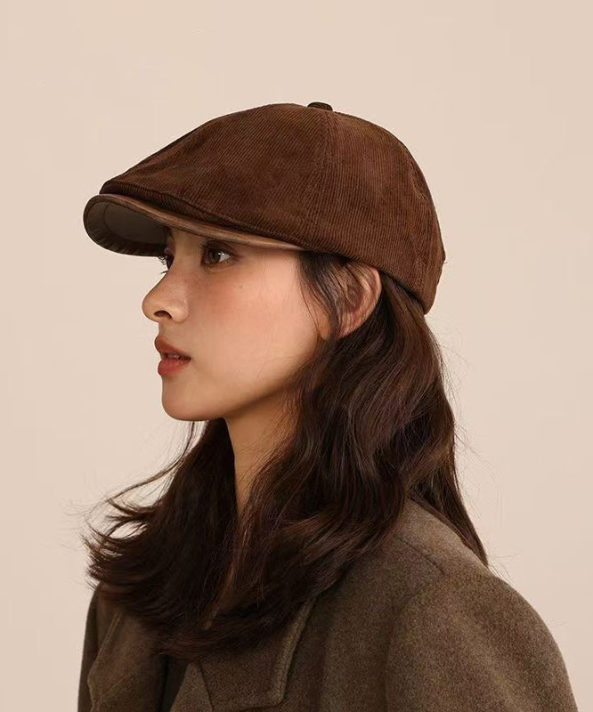 Fashion Coffee Patchwork Corduroy Breton Hat