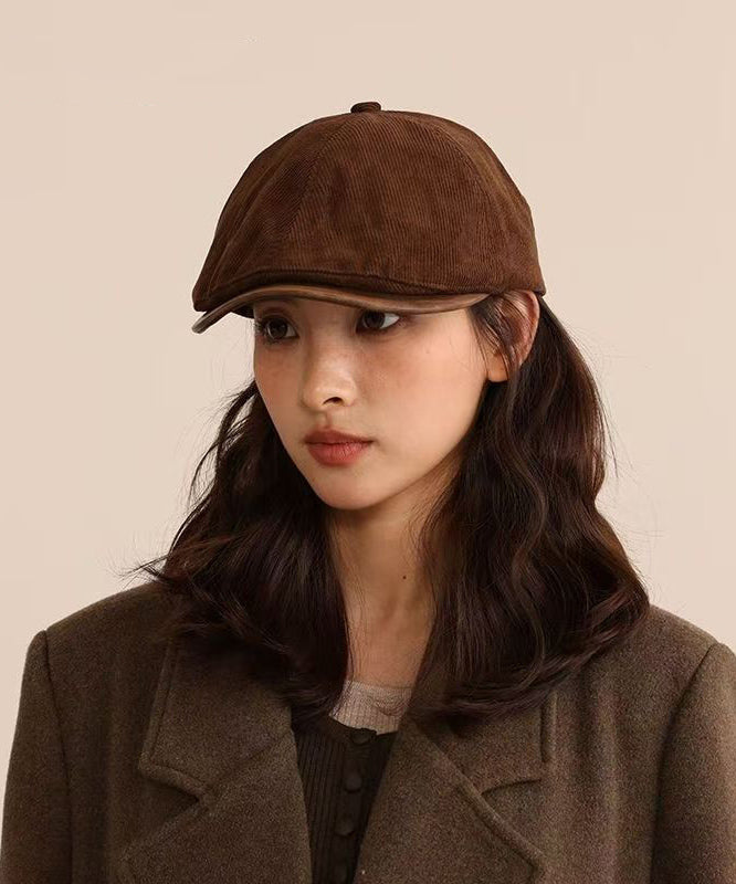 Fashion Coffee Patchwork Corduroy Breton Hat