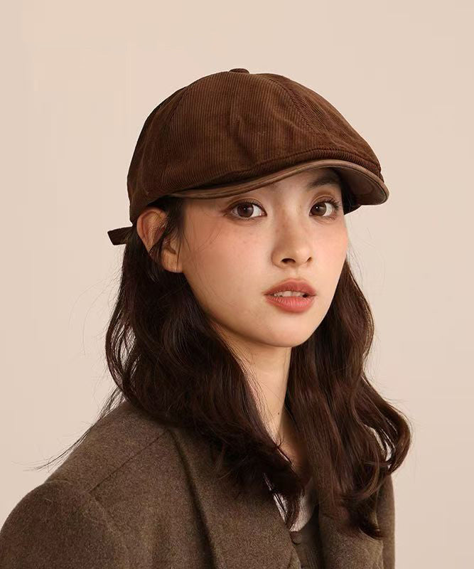 Fashion Coffee Patchwork Corduroy Breton Hat