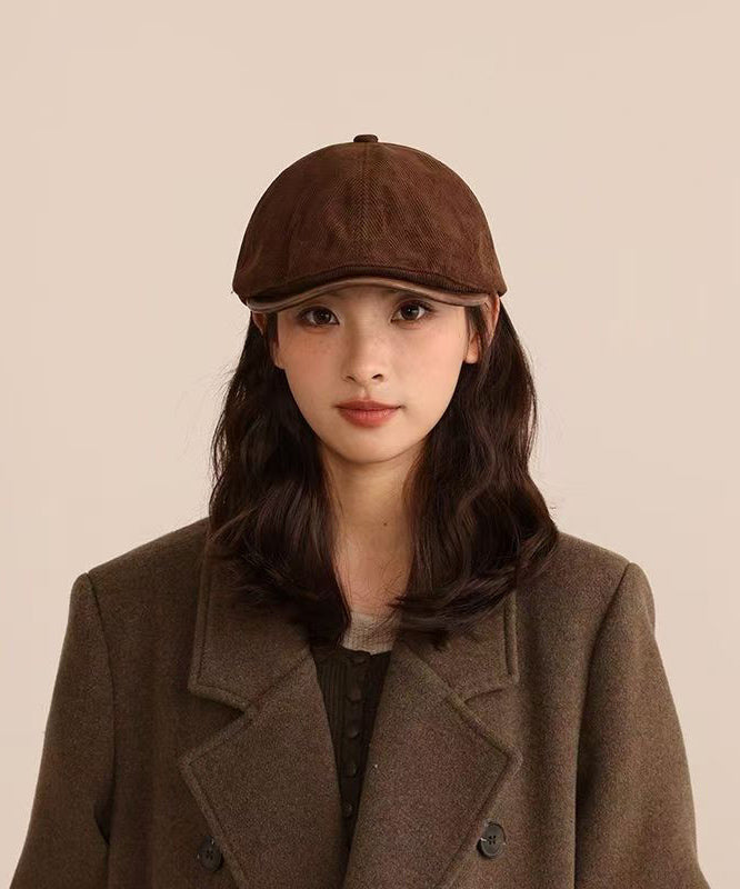 Fashion Coffee Patchwork Corduroy Breton Hat