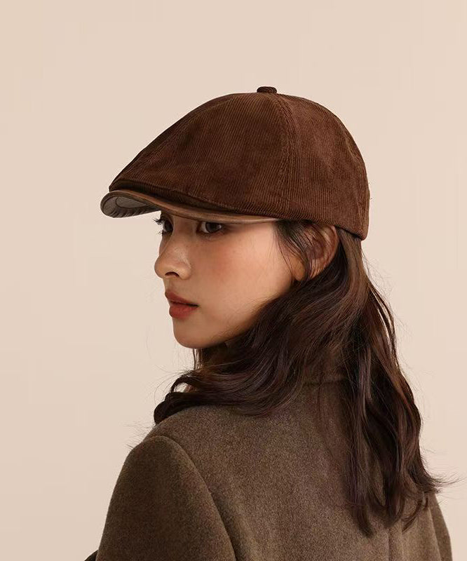 Fashion Coffee Patchwork Corduroy Breton Hat
