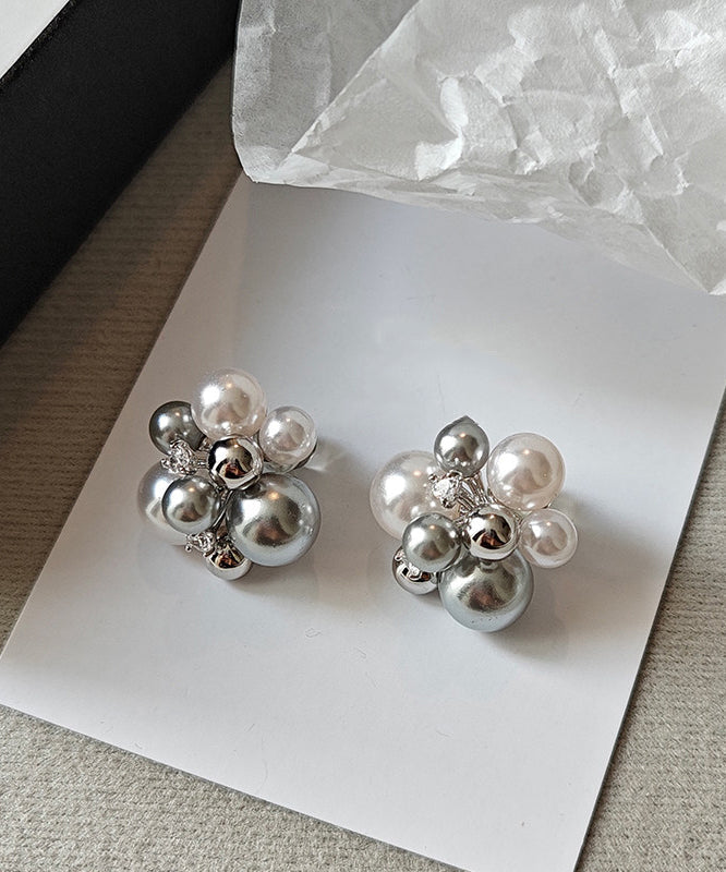 Fashion Colorblock Pearl Zircon Alloy Stud Earrings