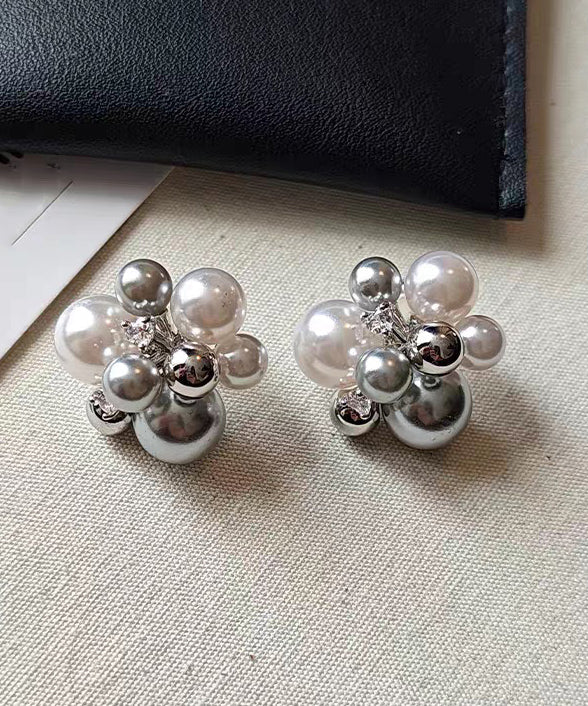 Fashion Colorblock Pearl Zircon Alloy Stud Earrings