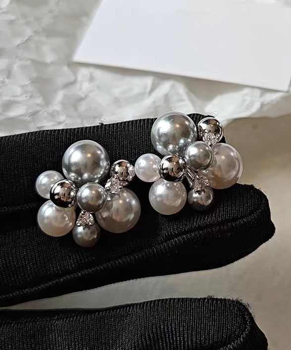 Fashion Colorblock Pearl Zircon Alloy Stud Earrings