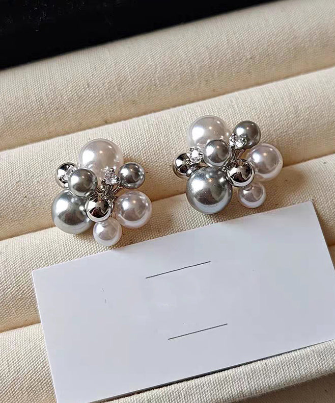 Fashion Colorblock Pearl Zircon Alloy Stud Earrings