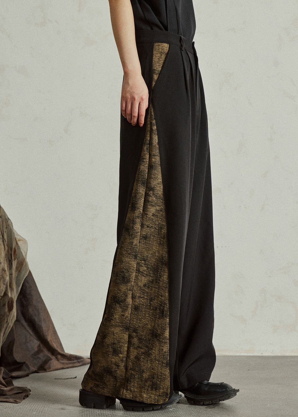 Fashion Colorblock Pockets Print High Waist Wide Leg Pants