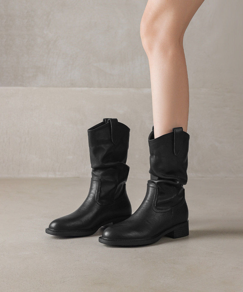 Fashion Comfy Splicing Chunky Boots Brown Faux Leather