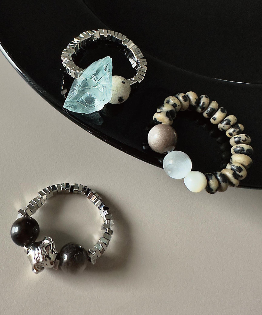 Fashion Design Crushed Silver Crystal Stones Rings