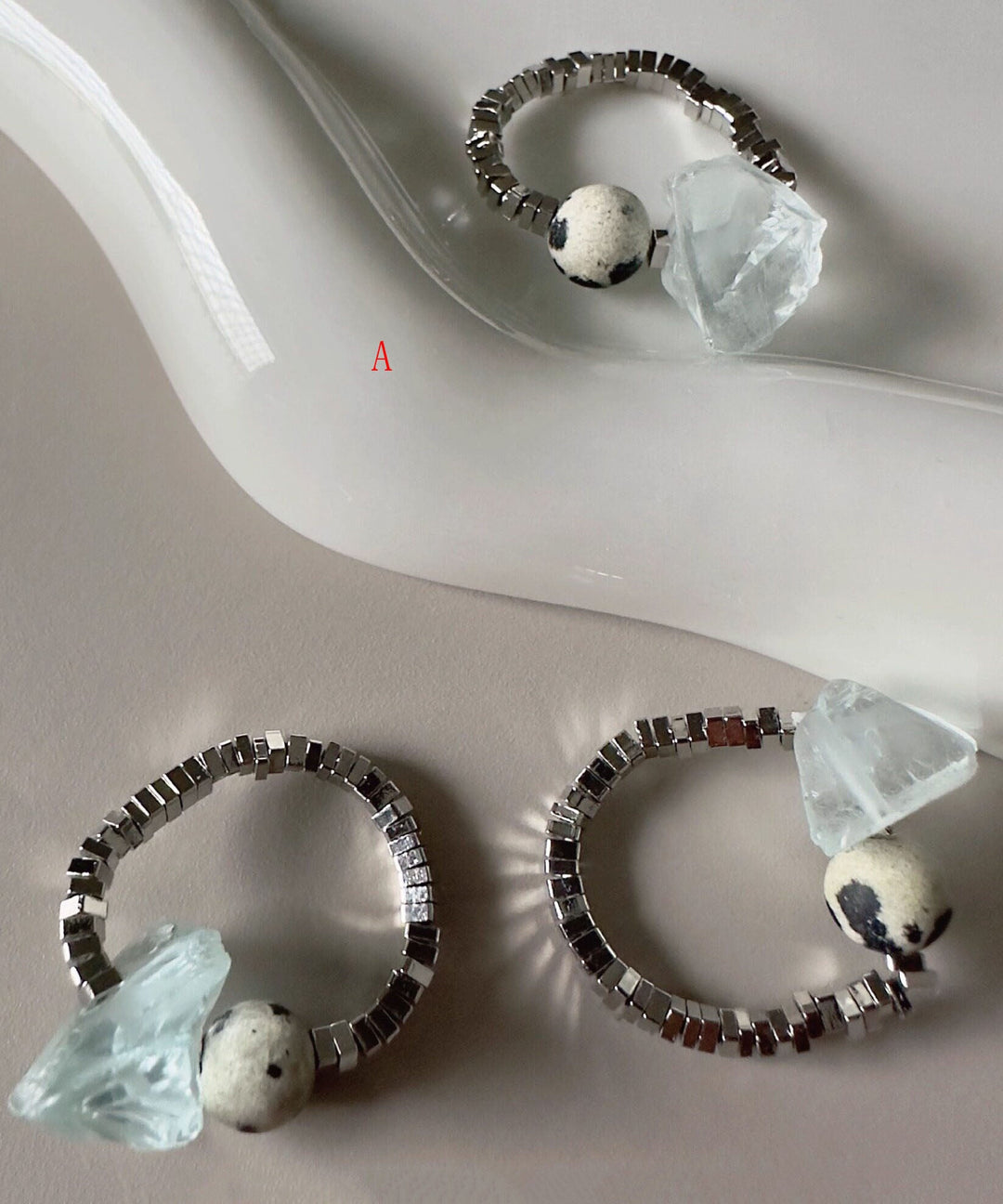 Fashion Design Crushed Silver Crystal Stones Rings