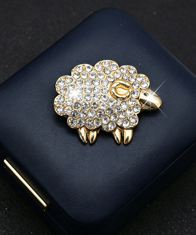 Fashion Gold Alloy Zircon Little Sheep Brooches