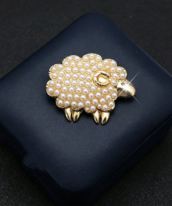 Fashion Gold Alloy Zircon Little Sheep Brooches