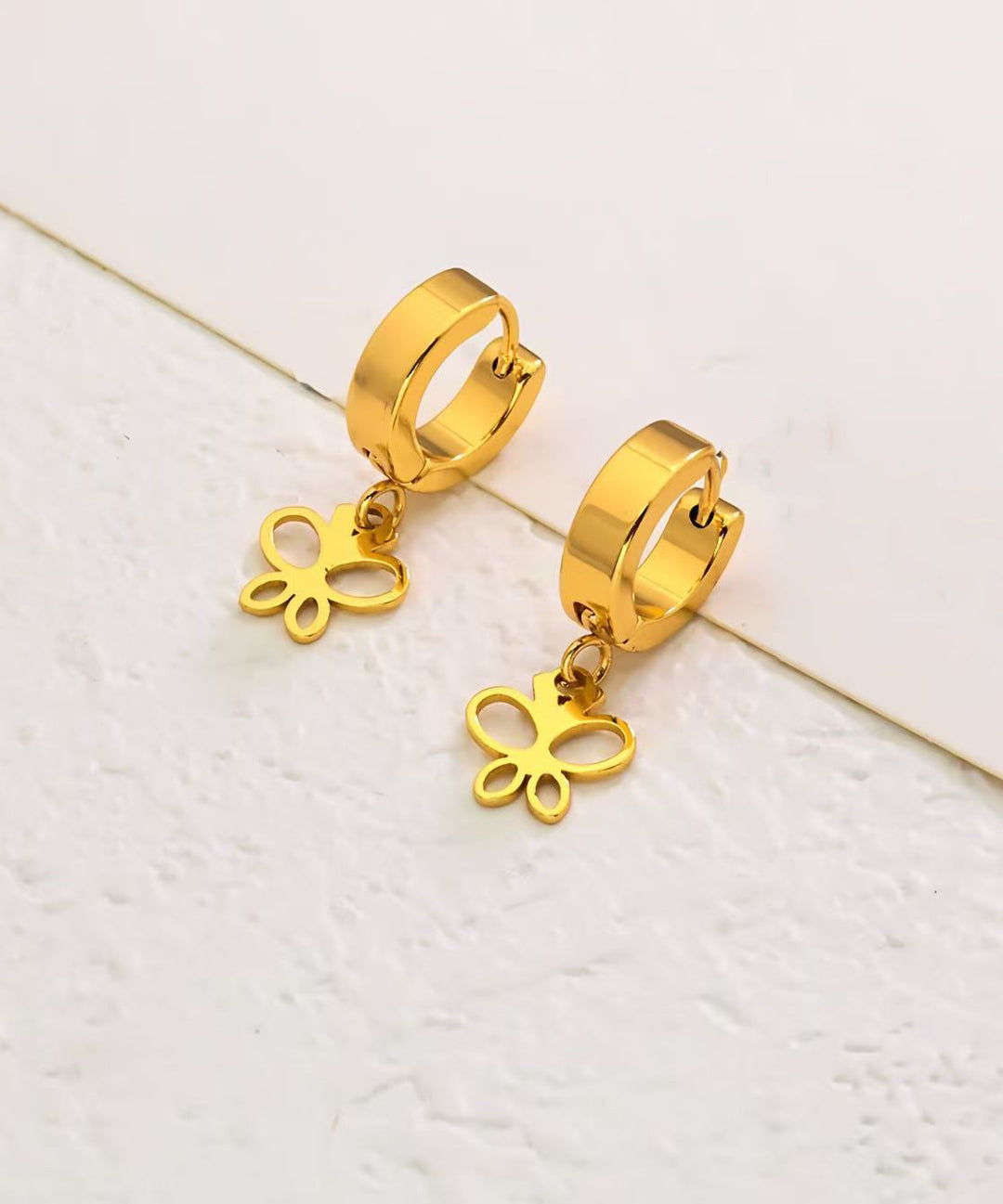 Fashion Gold Copper Alloy Butterfly Hollow Out Drop Earrings