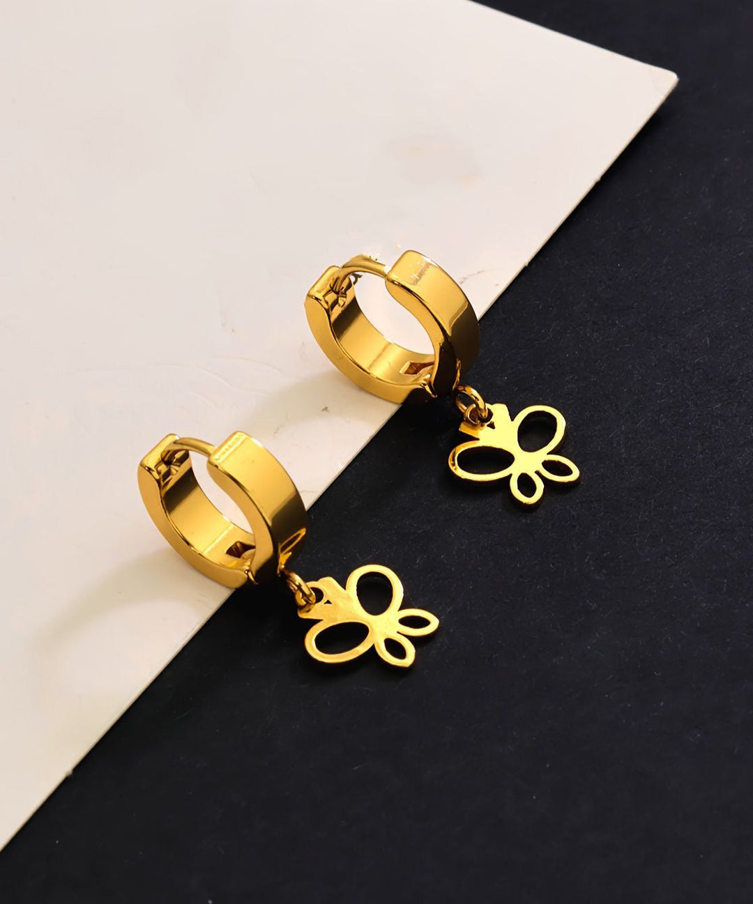 Fashion Gold Copper Alloy Butterfly Hollow Out Drop Earrings