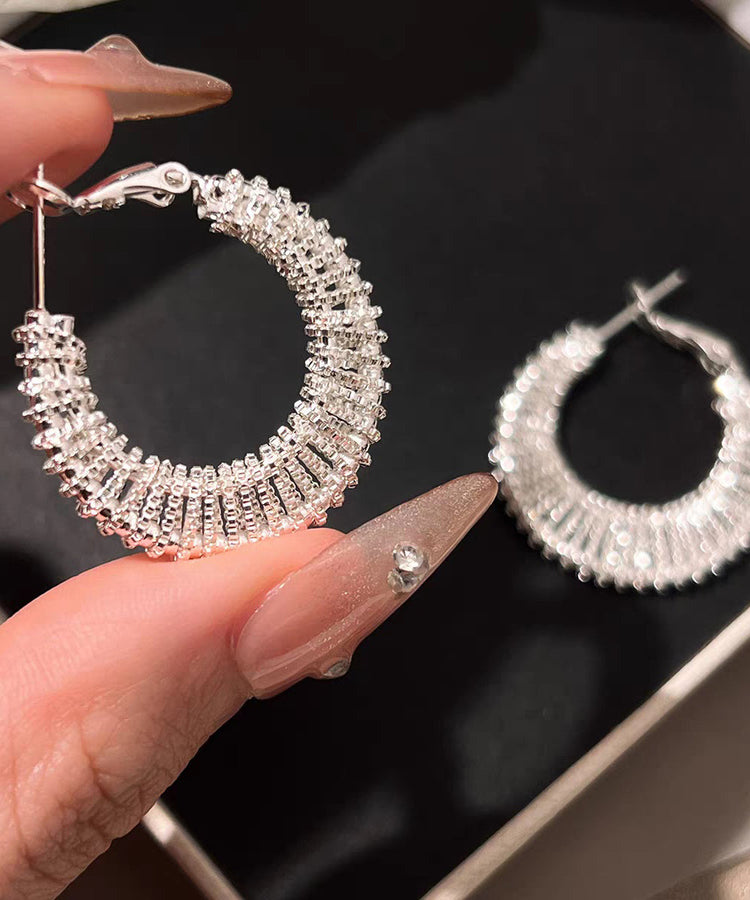 Fashion Gold Copper Alloy Weave Hollow Out Hoop Earrings - Omychic