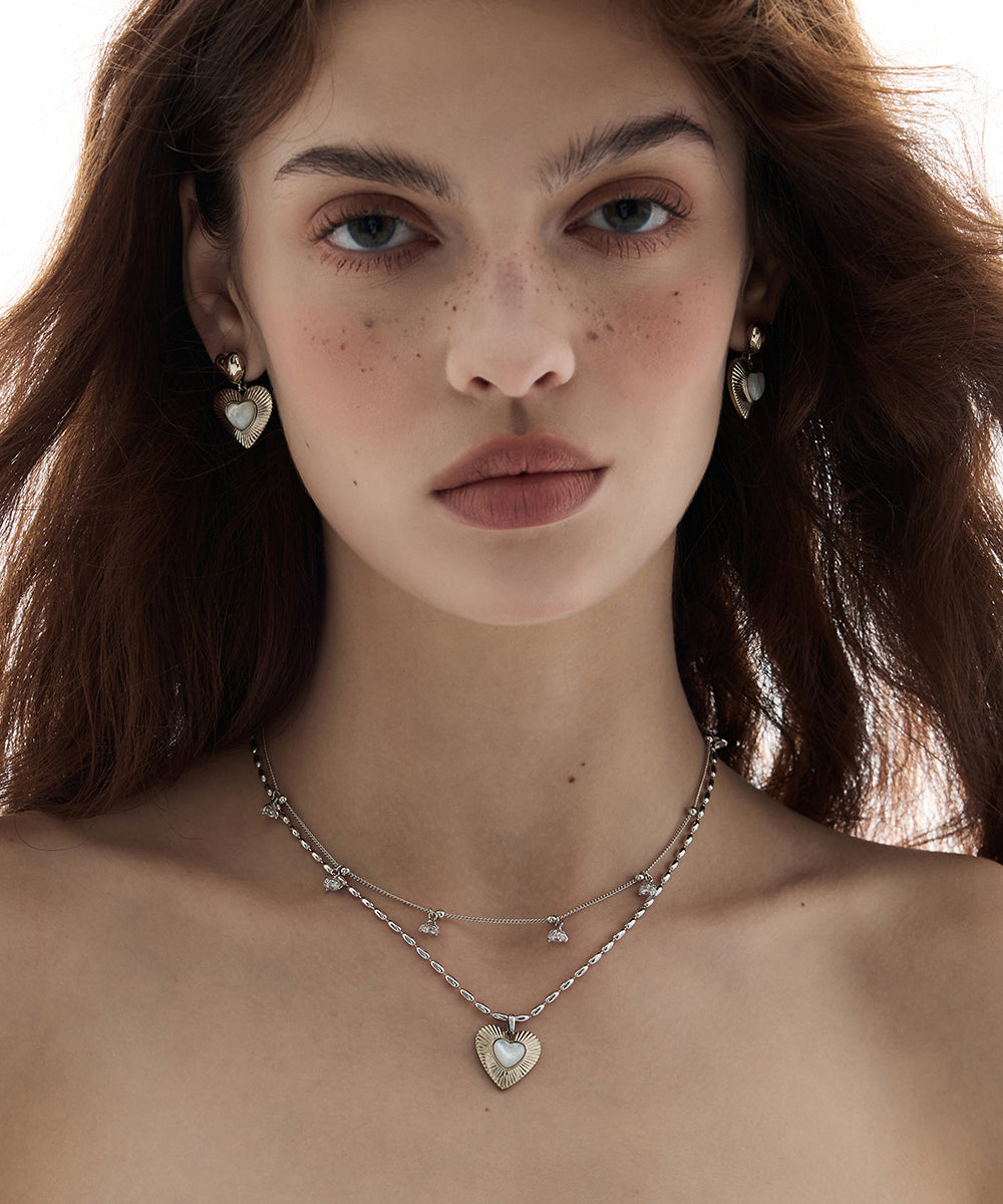 Fashion Gold Copper Overgild Love Shell Double-Layer Pendant Necklace