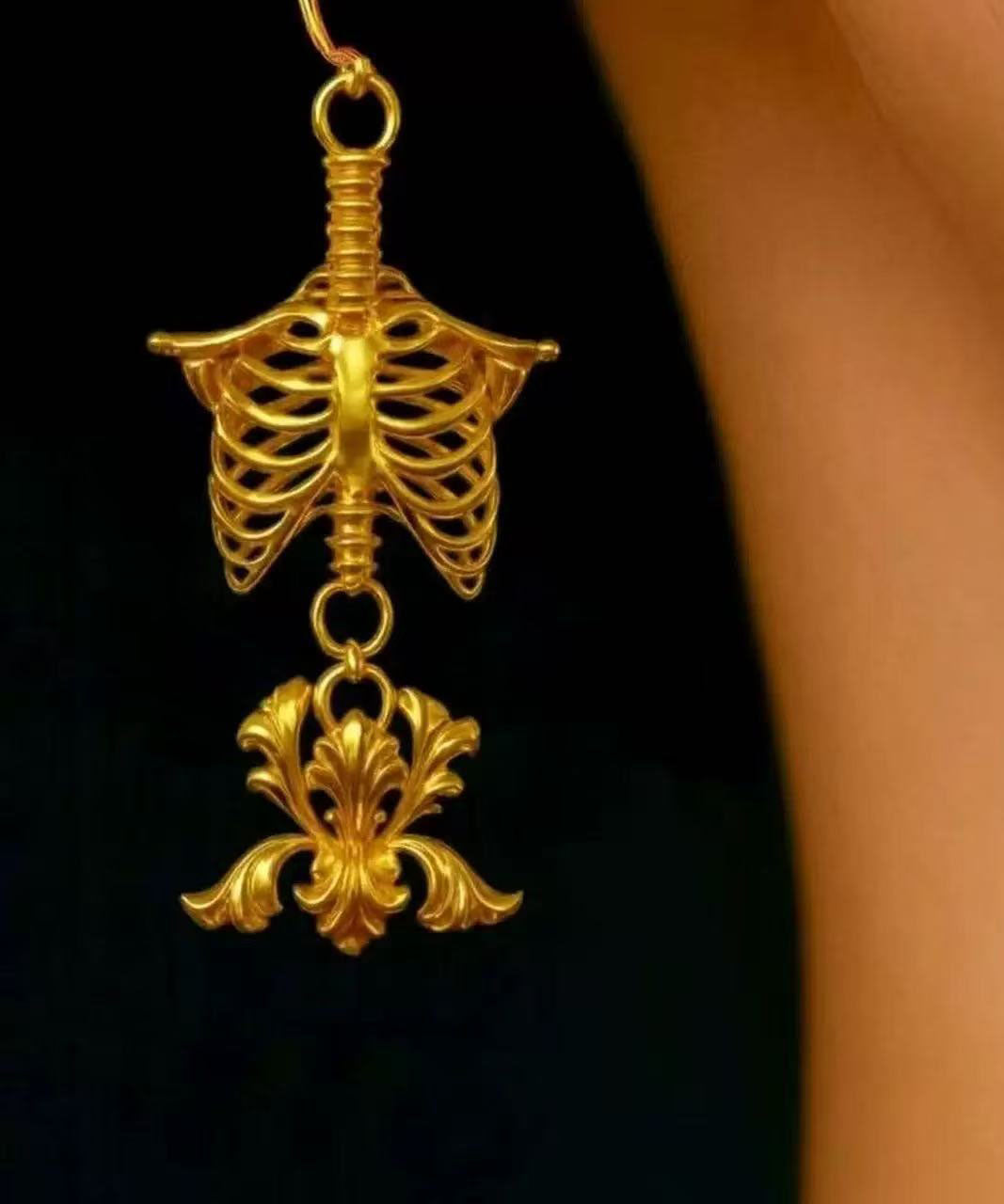 Fashion Gold Copper Overgild The Bone Of A Beauty And Iris Drop Earrings