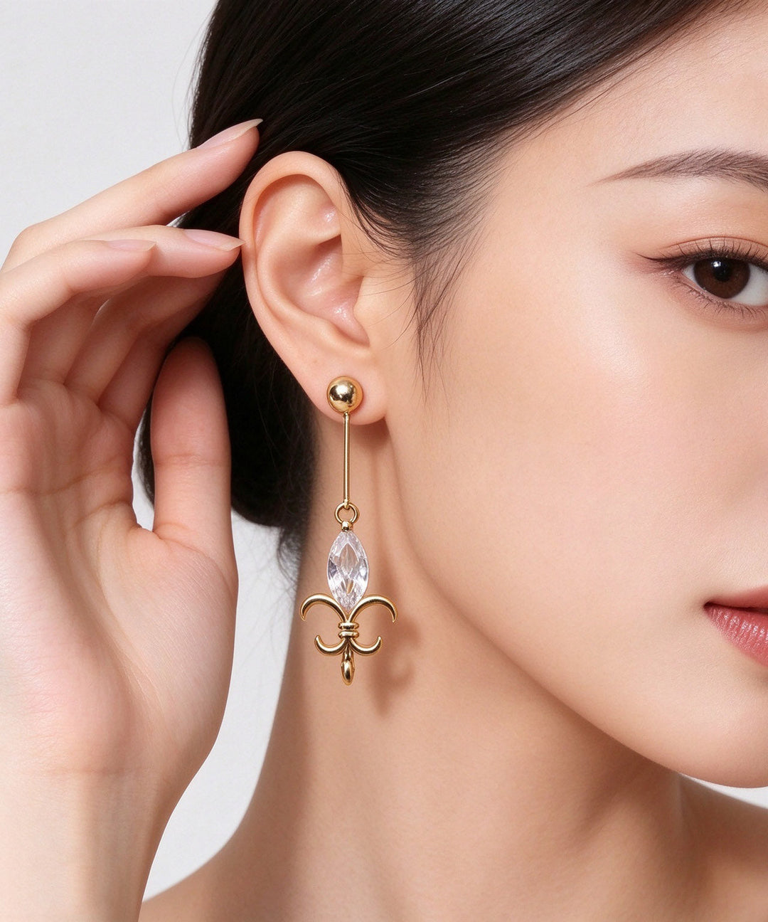 Fashion Gold Crystal Hollow Out Drop Earrings